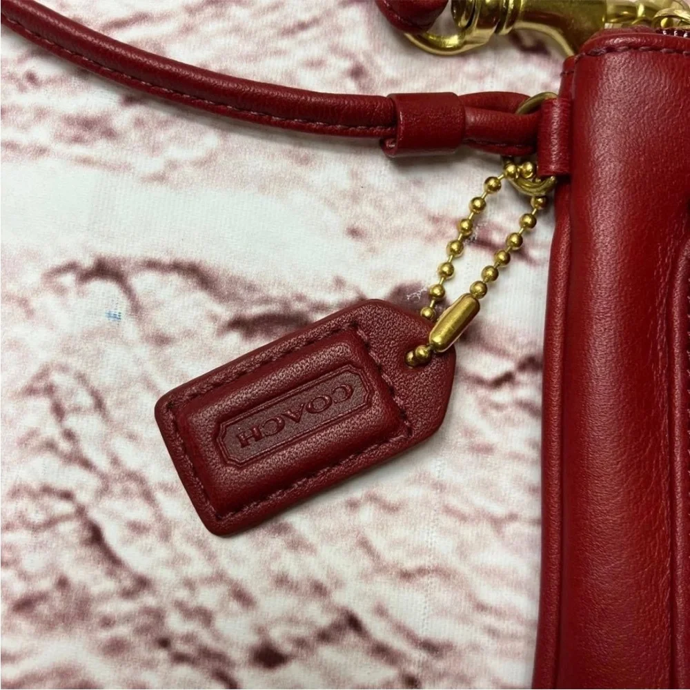 Coach Red Leather Wristlet with Gold Accents - Picture 11 of 16